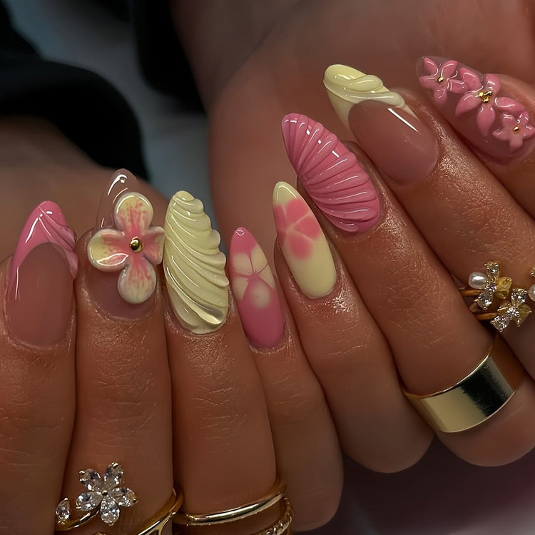 Summer Painted Flower Nails - Bellezza Boutique