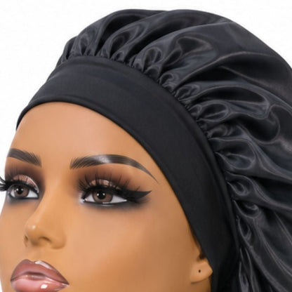 Black Long Silk Bonnet - Bellezza Boutique