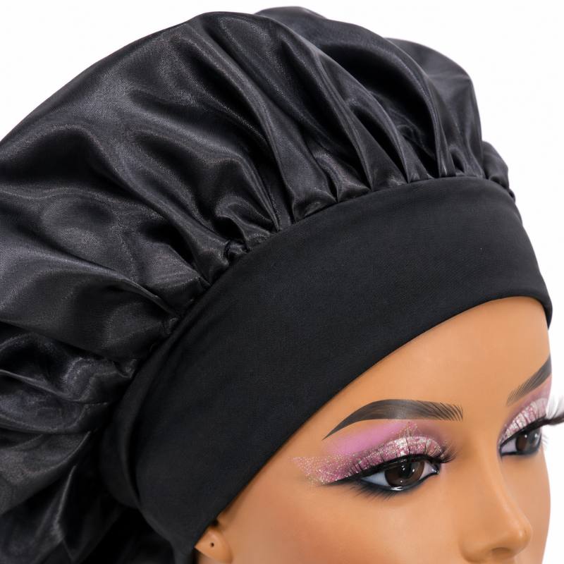 Black Round Silk Bonnet - Bellezza Boutique