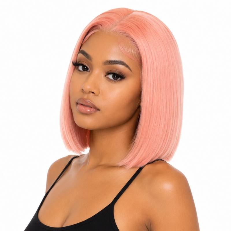 Cotton Candy 13x4 Transparent Lace Front Bob Wig - Bellezza Boutique