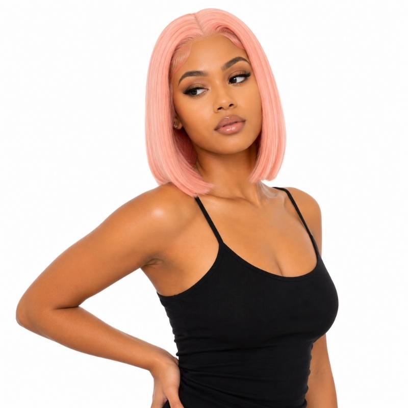 Cotton Candy 13x4 Transparent Lace Front Bob Wig - Bellezza Boutique