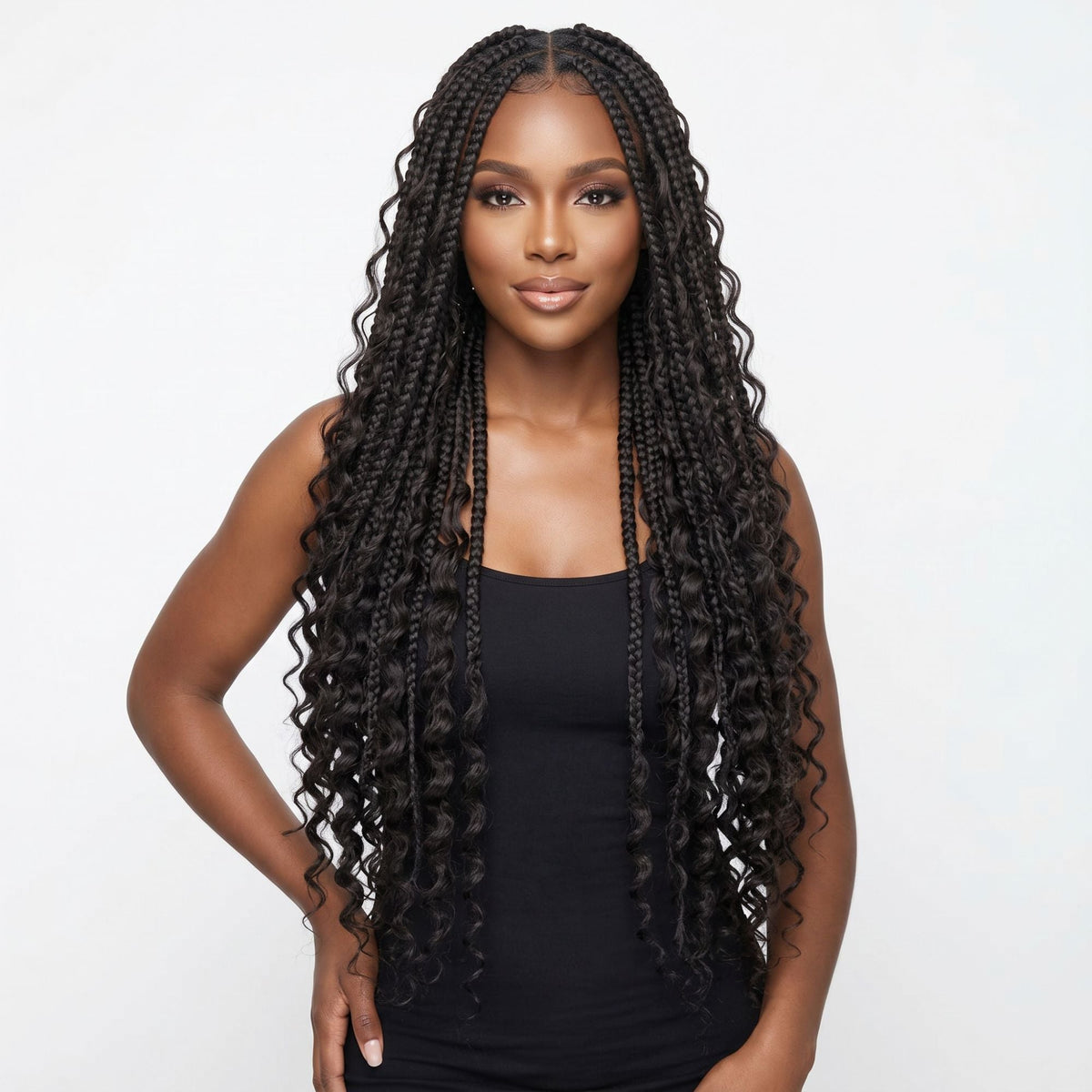 Deep Wave Boho Braids with Human Hair Blend - Bellezza Boutique