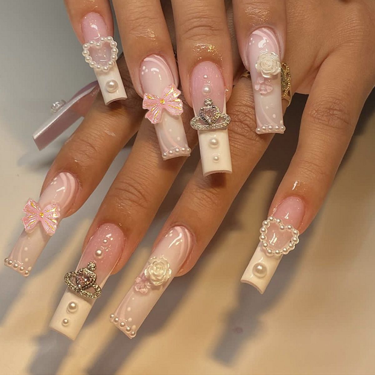 French tip press on nails ultra thin seamless floral starry sky design set Bellezza Boutique