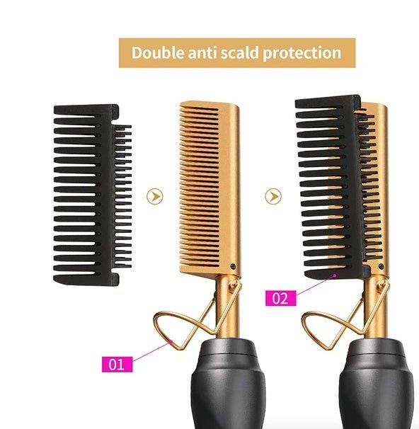 2-in-1 titanium ceramic hair straightener & curler professional hot comb styling tool Bellezza Boutique