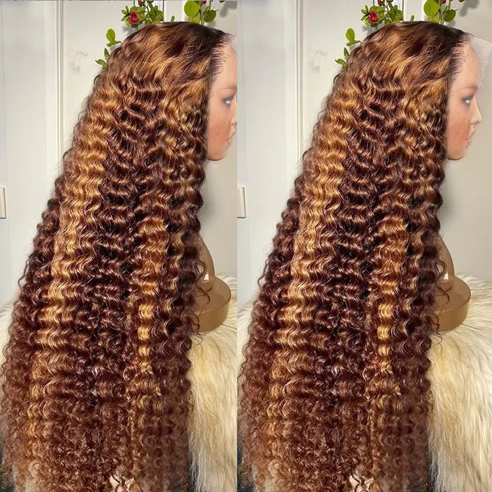 Two-tone piano-color wigs for women with heat-resistant synthetic fiber