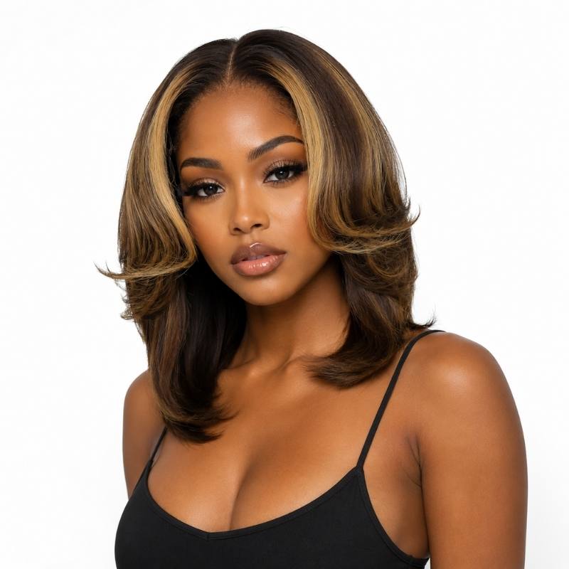 Raw Toffee Flip Glueless 5x5 HD Lace Closure Bob Wig - Bellezza Boutique