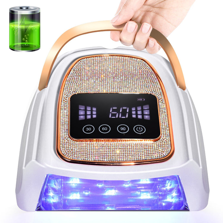 Cordless UV LED nail lamp with diamond design for gel nail drying